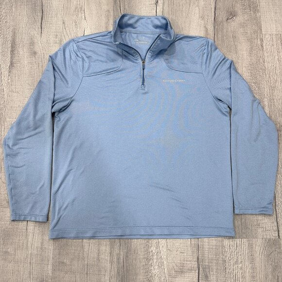 Vineyard Vines Sweatshirt Mens Large Performance 1/4 Zip Pullover Blue Stretch - Picture 5 of 11